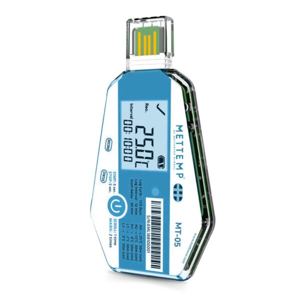 METTEMP MT 5 Temperature Data Logger for Pharmaceuticals and perishables shipments